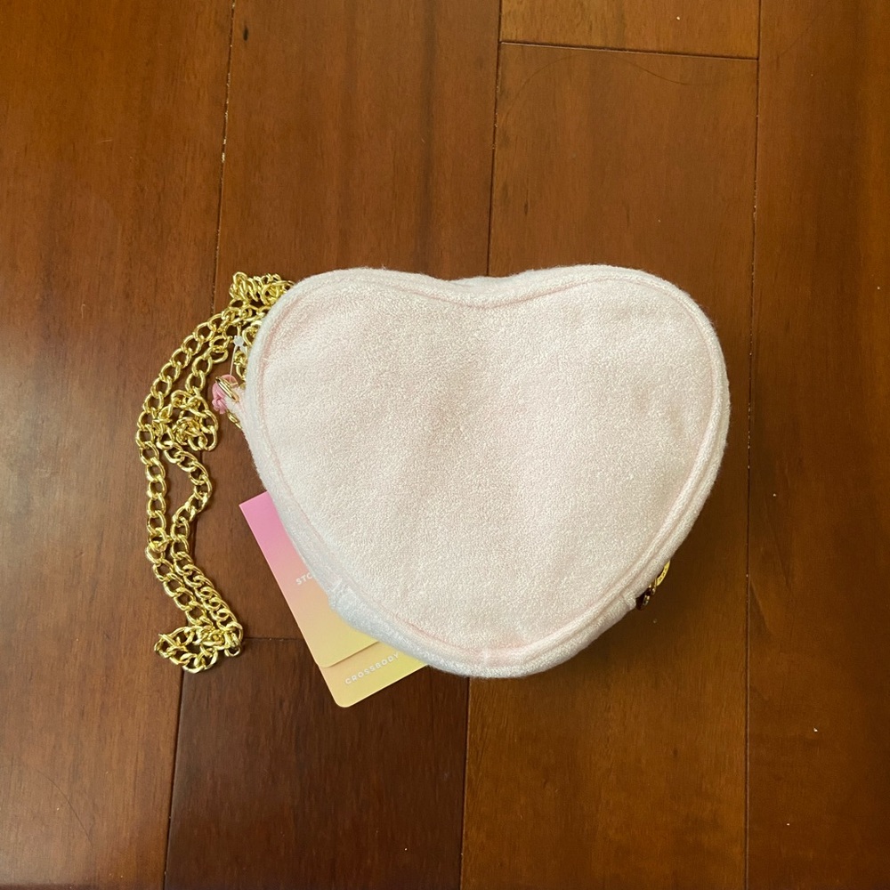 Stoney clover lane x target terry cloth pink heart crossbody bag